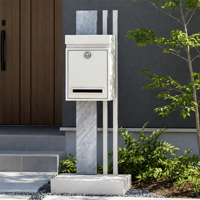 LIVPOST ーリブポストー 門柱 ポスト 置き型 スタンドポスト 門柱ポスト 郵便ポスト 新聞受け A4 鍵付き ダイヤル式 防水 屋外〔17600204〕