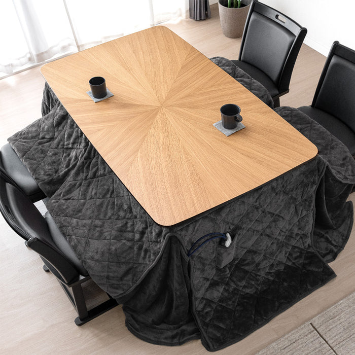 ［2点セット］ダイニングこたつ 4人掛け 135×80 長方形 木目調 600W ハロゲンヒーターこたつセット 掛け布団【玄関渡し】〔21310154〕