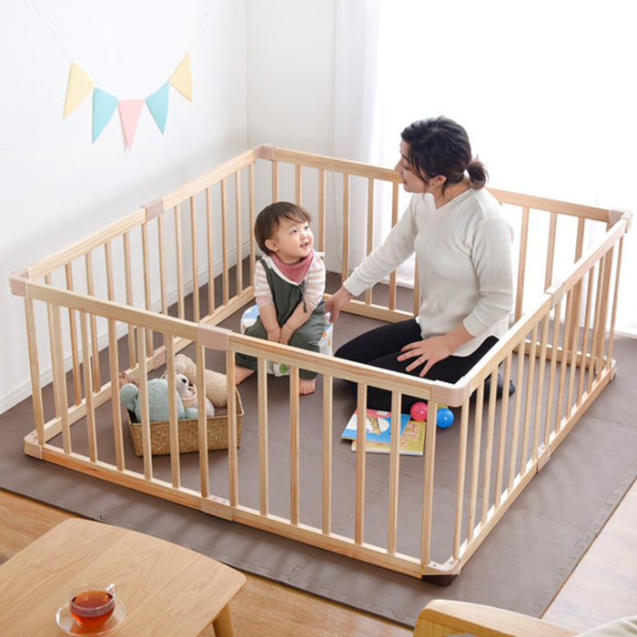 ［幅136cm］ベビーサークル ミニタイプ 8枚セット 天然木 木製 ベビーフェンス〔25400012〕