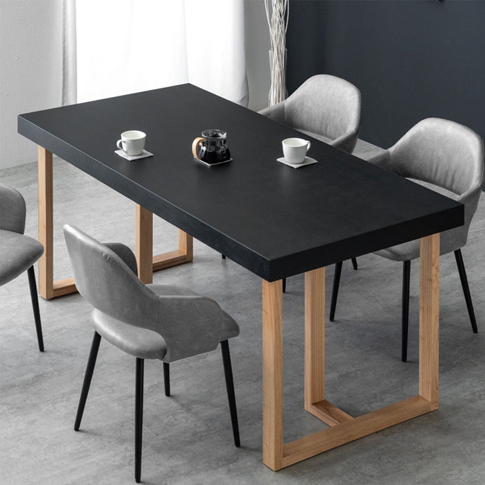[幅160cm] モルタル調 ダイニングテーブル 単品 4人掛け 天然木 長方形【超大型商品】〔49600245〕