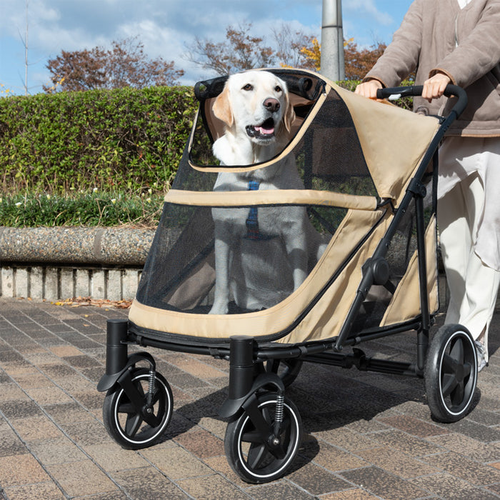 ペットカート 大型犬対応 耐荷重60kg 座面洗える 折り畳み 4輪〔84100001〕