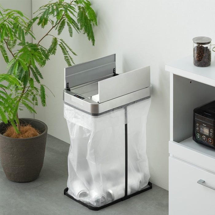 自動開閉 ゴミ箱 45L 両開き フレーム スリム 電動 蓋付き ダストボックス おしゃれ〔41910013〕