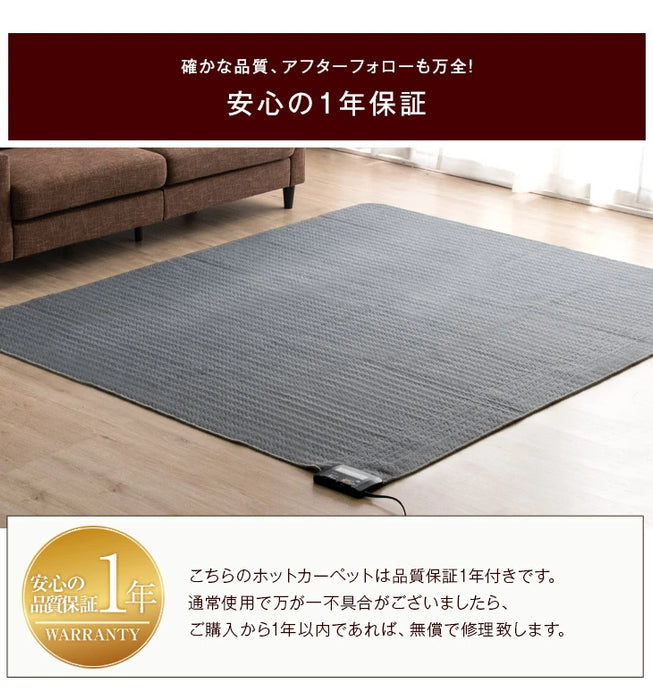 [3畳] ラグ+ホットカーペット2点セット防菌 防臭 防ダニ  軽量 滑り止め付 床暖房カーペット オールシーズン 絨毯 ストライプ フランネル〔99900119〕