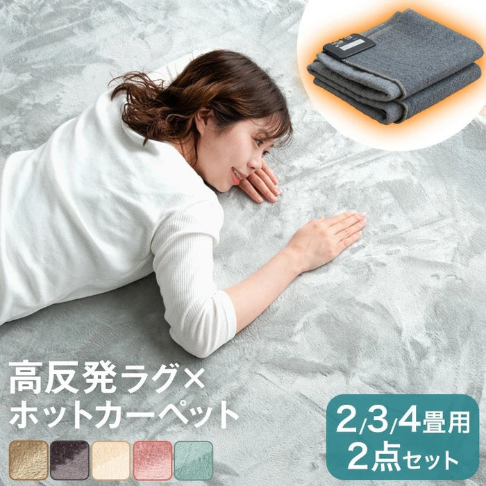 ［3畳用］200×250cm 高反発ラグ ホットカーペット 2点セット 滑り止め付〔30300020〕