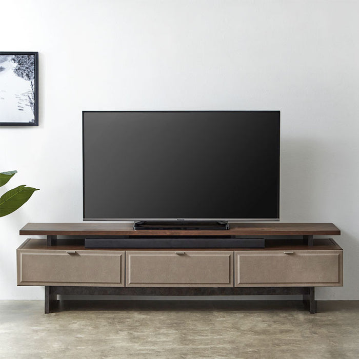 テレビ台 180cm 完成品 国産 サウンドバー収納 ローボード ロータイプ テレビボード テレビラック 32型 40インチ 50インチ 50型 55インチ 55型 65インチ 65型 180 収納 引き出し ブラウン レザー調 【超大型商品】〔24900112〕