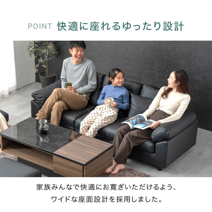 ［スタンダード生地］洗えるカバーリング ソファ ポケットコイル カウチソファ L字 オットマン【超大型商品】 〔90500001〕