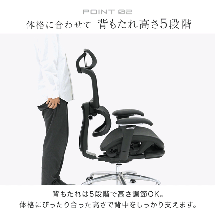 高機能 オフィスチェア 座面スライド ランバーサポート ロッキング 3Dアーム メッシュ デスクチェア〔31500060〕