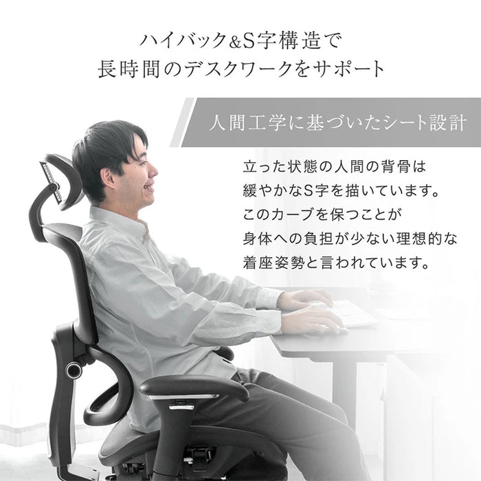 高機能 オフィスチェア 座面スライド ランバーサポート ロッキング 3Dアーム メッシュ デスクチェア〔31500060〕