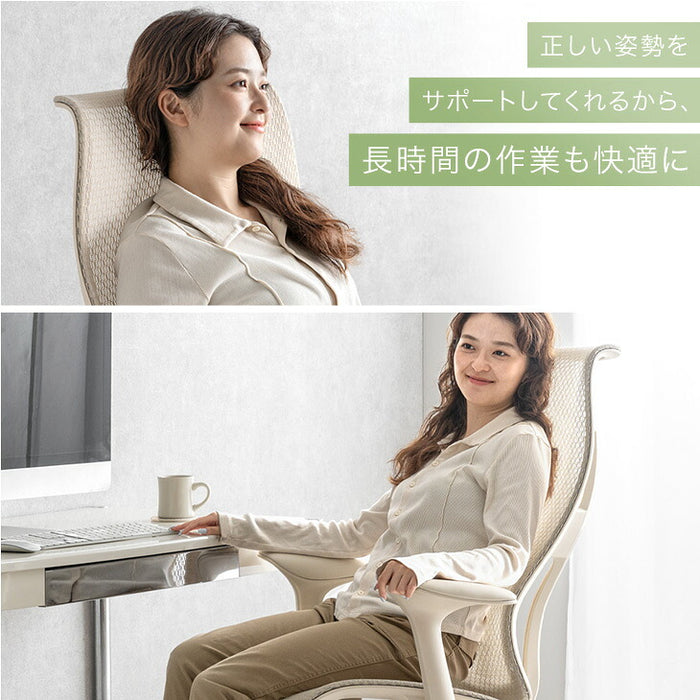 【新発売記念プライス】ワントーンオフィスチェア  ハイバック メッシュ 肘付き〔31500070〕