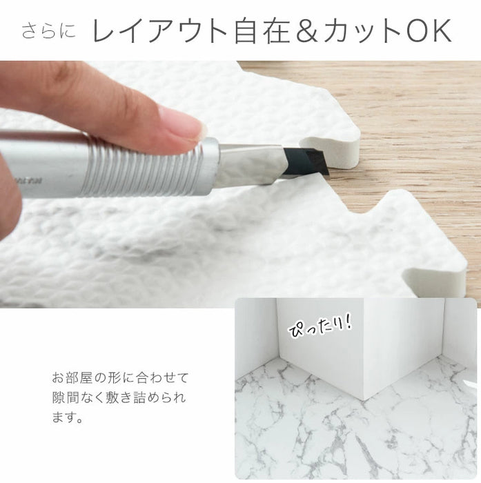 ［3畳］大理石調 ジョイントマット 16枚 大判59cm 防音 抗菌 防臭 床暖房対応〔31800099〕