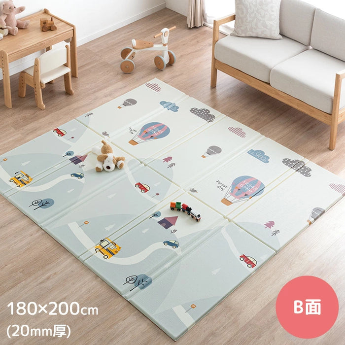 ［150×180］プレイマット リバーシブル 厚み10mm 防水 防音 折りたたみ 収納袋付き 軽量 ベビーマット〔31800074〕