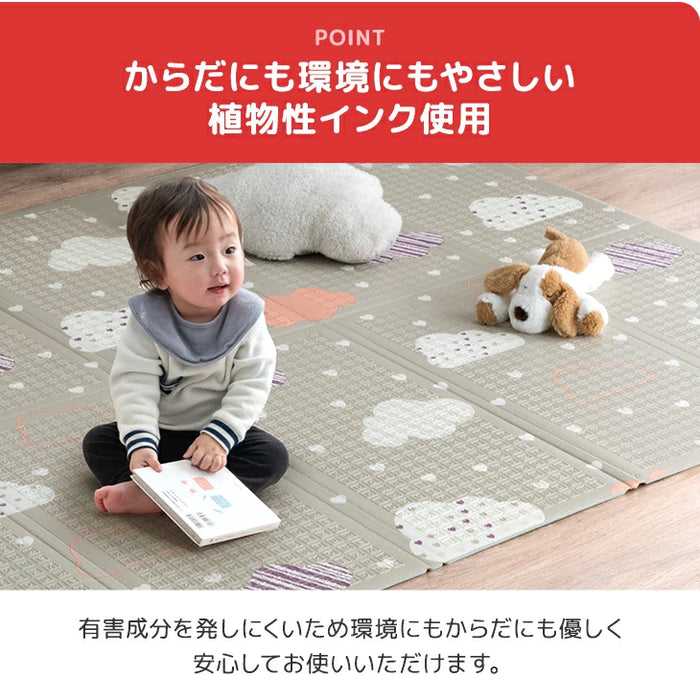 ［150×180］プレイマット リバーシブル 厚み10mm 防水 防音 折りたたみ 収納袋付き 軽量 ベビーマット〔31800074〕
