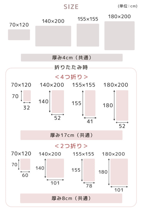 ［70×120］シームレスプレイマット 4つ折り 厚み4cm 防水 防音 収納ケース付き 折り畳み 軽量 床暖房対応 ベビーマット〔31800141〕
