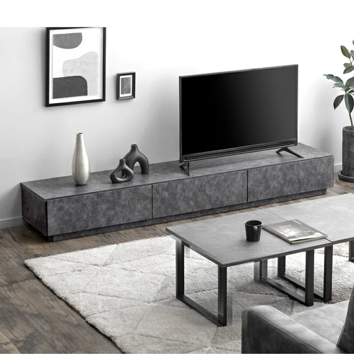 ［幅210］テレビ台 ローボード 国産 完成品 モルタル調 テレビラック 収納 日本製【超大型商品】〔33010066〕