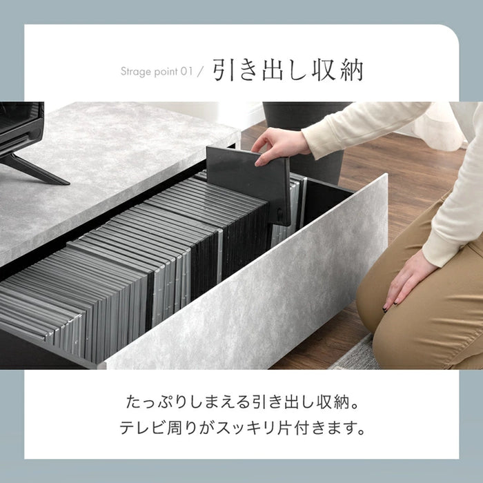 ［幅210］テレビ台 ローボード 国産 完成品 モルタル調 テレビラック 収納 日本製【超大型商品】〔33010066〕