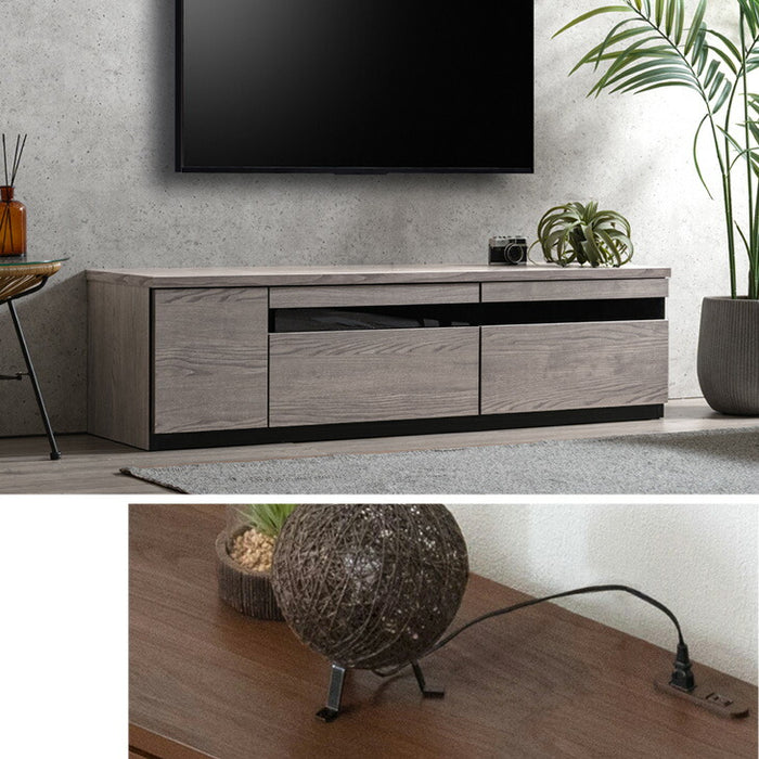 ［幅150cm］テレビ台 完成品 国産 コンセント付 引出し収納 大川家具 木製 テレビボード〔33010076〕