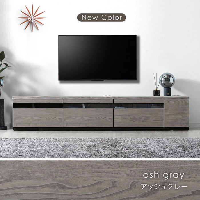 ［幅210cm］テレビ台 完成品 国産 コンセント付 引出し収納 大川家具 木製 テレビボード〔33010078〕