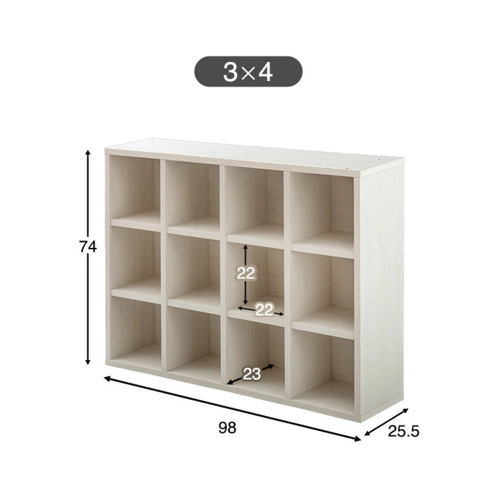 ［3×4段/背面化粧：なし］国産 オープンラック 完成品 間仕切り 収納〔33010141〕