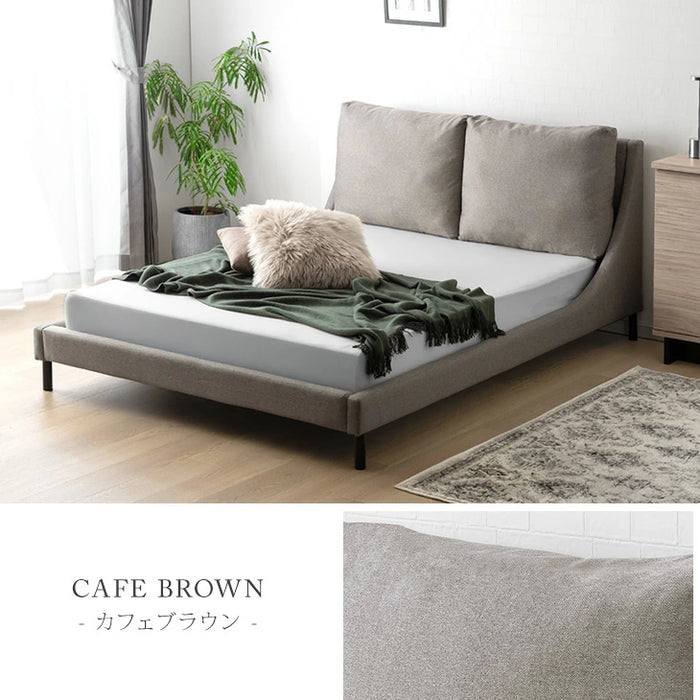 [ダブル] クッション付き レザー調 ファブリック ベッド ロースタイル【超大型商品】〔33010150〕