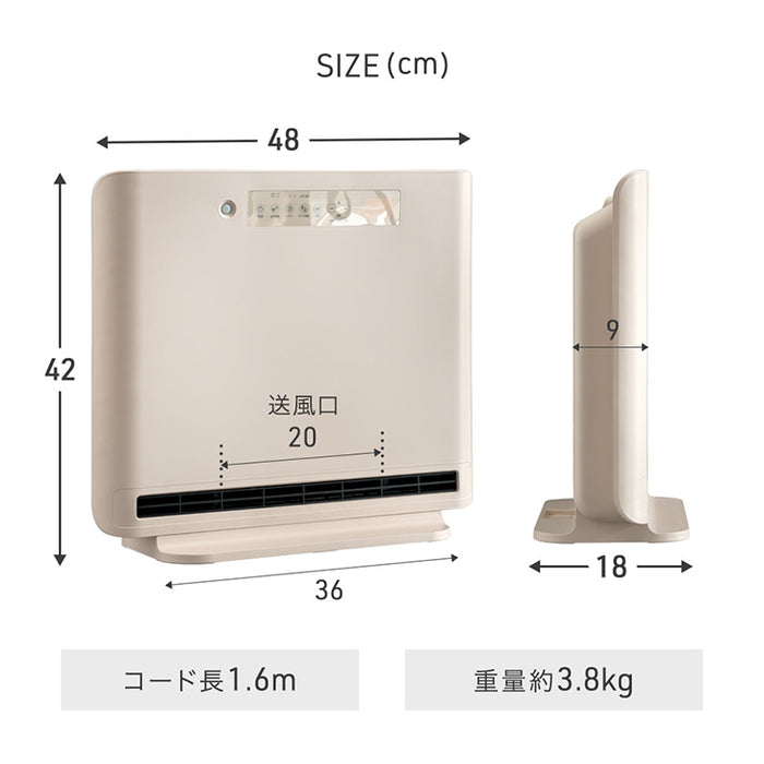 人感＆室温 セラミックヒーター Wセンサー リモコン付き 速暖1200W 人感センサー 室温センサー ファンヒーター〔3840003722〕