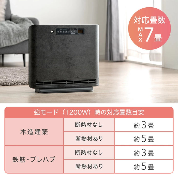 人感＆室温 セラミックヒーター Wセンサー リモコン付き 速暖1200W 人感センサー 室温センサー ファンヒーター〔3840003722〕