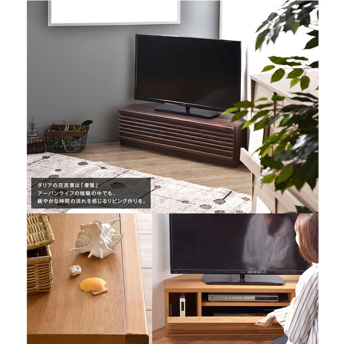 幅100cm アルダー無垢 国産 完成品 コーナーテレビ台 ナチュラル ブラウン *ダリア-TG* 〔38700021〕