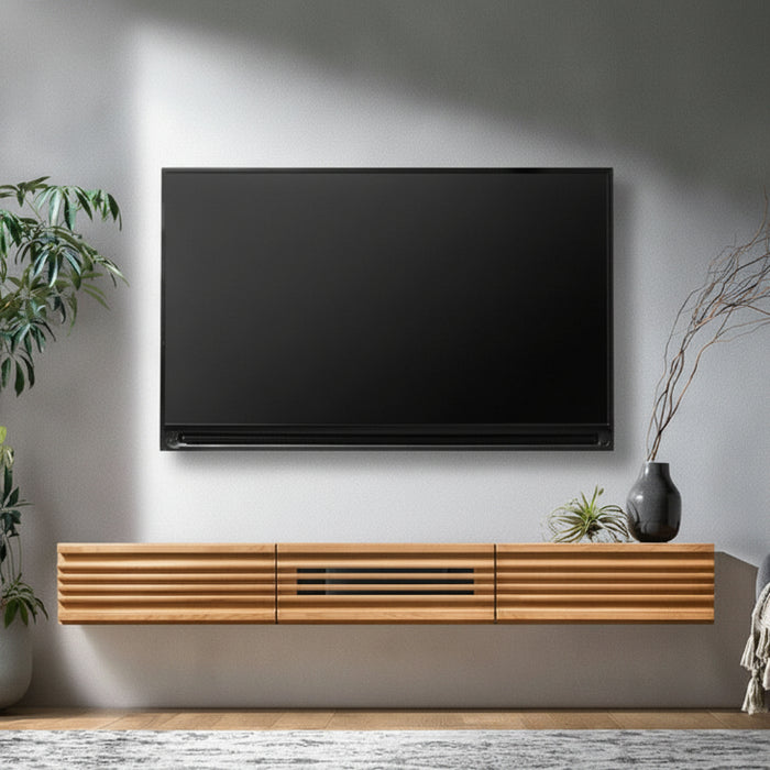 ［幅180］テレビ台 フロート 壁掛け フロートボード 完成品 国産 大川家具 スライドレール 引き出し モダン おしゃれ〔38700024〕