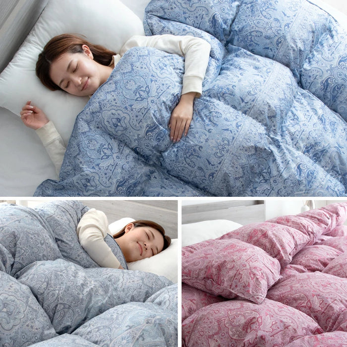 [セミダブル] 増量1.5kg 羽毛布団 ホワイトダックダウン90％ 30マス立体キルト CILシルバーラベル 350dp以上 かさ高145mm以上 収納ケース付き 日本製〔39100055〕