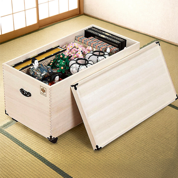［2段］ひな人形収納 総桐 完成品 キャスター付き 衣類収納〔35010107〕