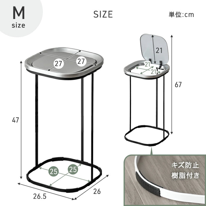 ［30L］蓋付きゴミ箱 プッシュ式スリム コンパクト 省スペース ゴミ袋スタンド ダストボックス ゴミ箱 〔41900009〕