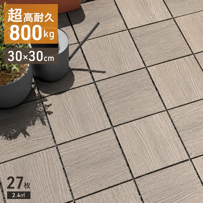 ★12時～販売開始★【アウトレット半額!! キャンセル戻り品】［27枚］2.4平米用 ウッドパネル 人工木 ウッドタイル ガーデン ガーデニング DIY アッシュグレー(4230000049out・out3166)