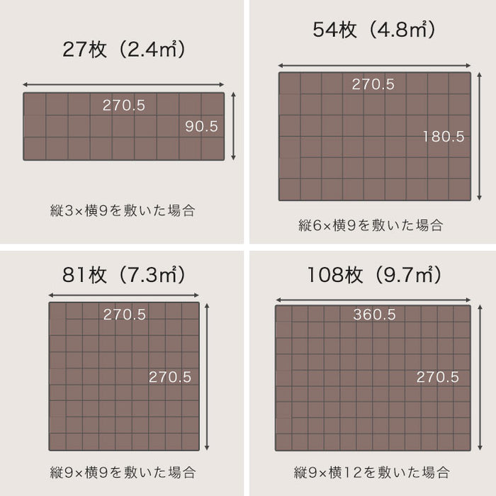 ［108枚］9.7平米用 ウッドパネル 人工木 ウッドタイル ガーデン ガーデニング DIY デッキパネル〔42300003〕