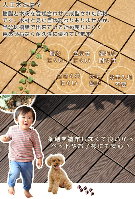 ［27枚］超高耐久800kg 人工木 ウッドパネル ジョイント式 DIY〔4230000023〕