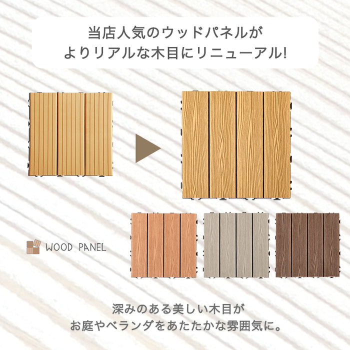 ［108枚］9.7平米用 ウッドパネル 人工木 ウッドタイル ガーデン ガーデニング DIY デッキパネル〔42300003〕