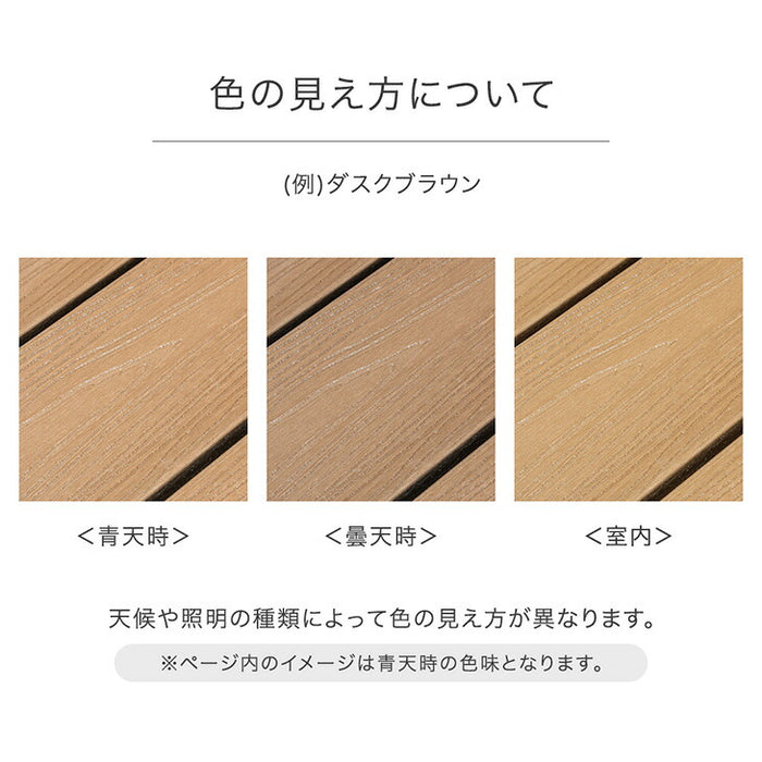 簡単設置 ウッドデッキ 人工木 樹脂 超耐久 ガーデニング シンプル 縁側 0.5坪用 ベンチ〔42310016〕