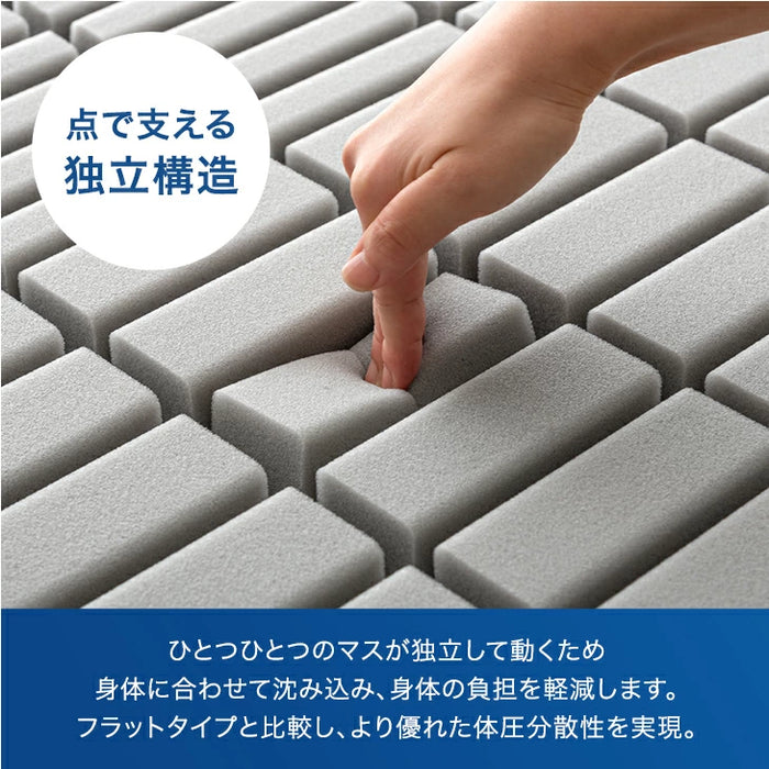 ［シングル］極厚20cm ワンランク上の 高反発 Goo3D《グッスリード》 マットレス 三つ折り 3ゾーン 洗えるカバー 高反発マットレス メッシュ パイル 20cm 硬め 折りたたみ〔43300160〕