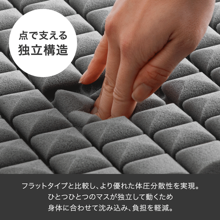 ［シングル］スーパーハード450N 高反発 2層 マットレス Goo3D《グッスリード》 三つ折り 10cm 洗えるカバー 3ゾーン 高反発マットレス 三つ折りマットレス 硬め 折りたたみ〔43300175〕