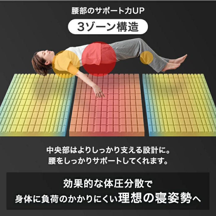 ［シングル］スーパーハード450N 高反発 2層 マットレス Goo3D《グッスリード》 三つ折り 10cm 洗えるカバー 3ゾーン 高反発マットレス 三つ折りマットレス 硬め 折りたたみ〔43300175〕