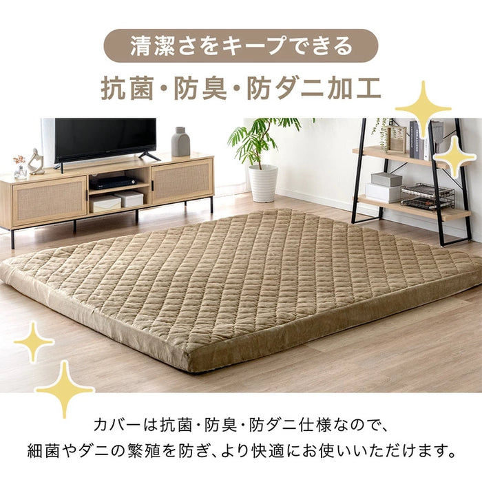 [3畳] もはや、布団。超極厚100mm 洗える カバーリングラグ 高反発 カバー付き 絨毯 防音 抗菌 防臭 防ダニ おしゃれ〔43310060〕