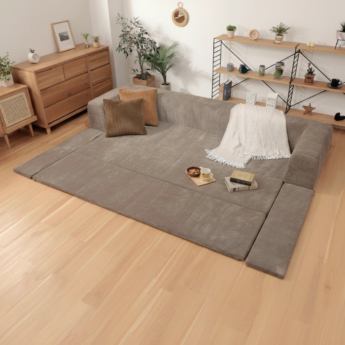 ［Lサイズ］洗えるカバーリング 2WAY フロアソファ 3人掛け コーデュロイ生地 ローソファ フロアマット ソファ 3P 日本製〔44000043〕