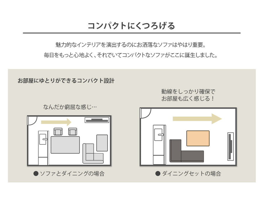 ［左ひじタイプ］コーナーソファ 2Pソファ ダイニングソファ 単品 ファブリック 日本製〔44030163〕