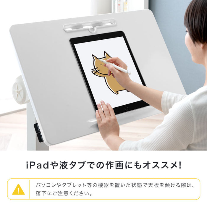 片手でワンタッチ 角度調整 昇降式 サイドテーブル ガス圧式 無段階 高さ調節  レバー式〔45400112〕