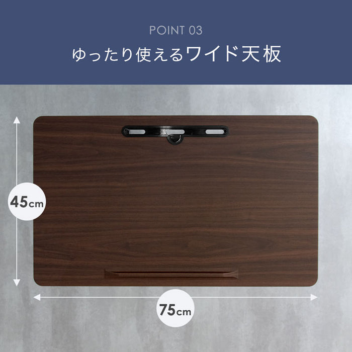 片手でワンタッチ 角度調整 昇降式 サイドテーブル ガス圧式 無段階 高さ調節  レバー式〔45400112〕