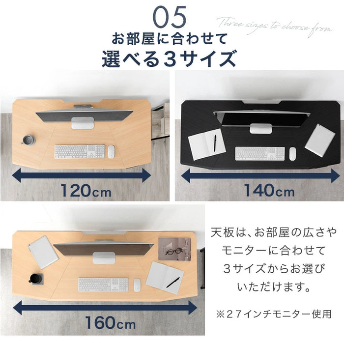 ［幅160］電動昇降デスク 耐荷重120kg メモリー機能 スピード昇降 机 PCデスク オフィスデスク 高さ調節〔45400127〕