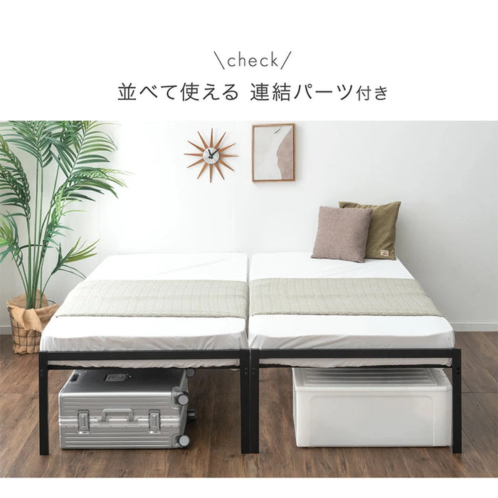 ［シングル］頑丈設計 スチールベッド フレーム 耐荷重400kg パイプベッド 軽量 アイアンベッド コンパクト おしゃれ〔45400160〕