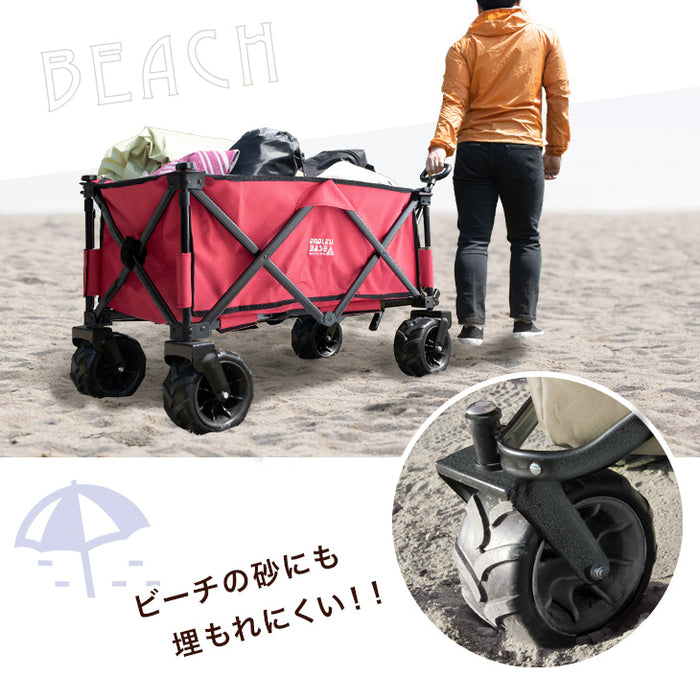 ［100L］キャリーカート ノーパンクタイヤ 折りたたみ 耐荷重150kg アウトドアワゴン〔45600000〕