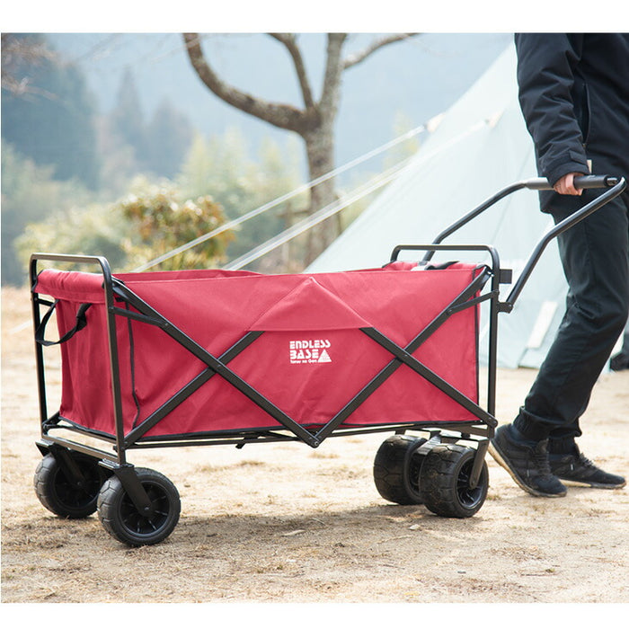 ［200L］キャリーカート ノーパンクタイヤ 折りたたみ ストッパー付き 耐荷重150kg アウトドアワゴン〔45600002〕