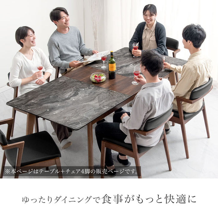 ［幅160-196］ダイニングテーブル 単品 伸縮式 大理石調 4人掛け おしゃれ 伸長テーブル 伸長【超大型商品】〔48100031〕