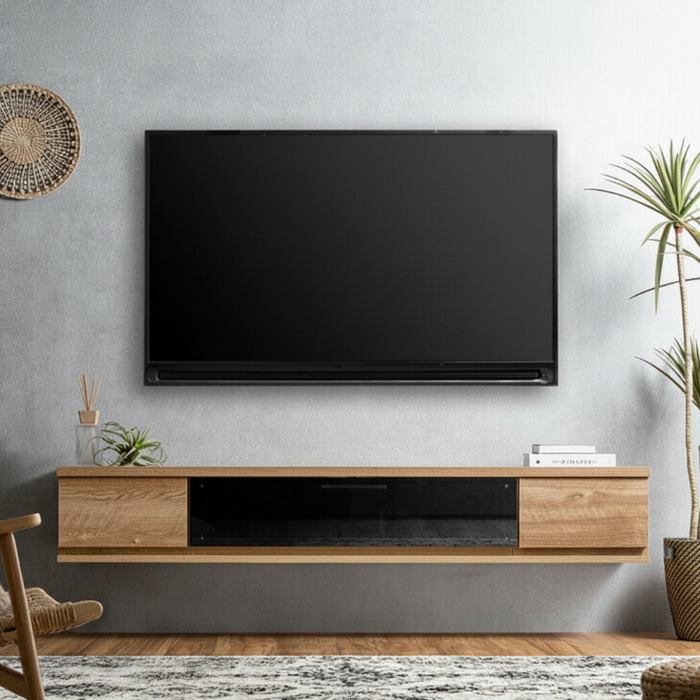 ［幅210］テレビ台 フロート 壁掛け 完成品 国産 大川家具 引き出し収納 モダン フロートボード おしゃれ〔48100047〕