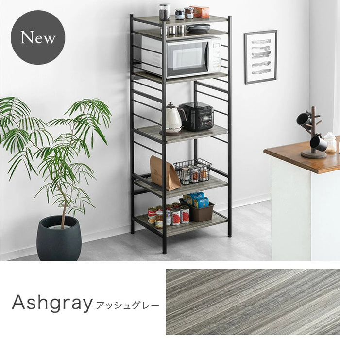 ［幅60cm］レンジ台 高耐荷設計 スライド棚 キッチンラック 食器棚 収納 木目調 ハイタイプ 大型レンジ対応〔49200001〕